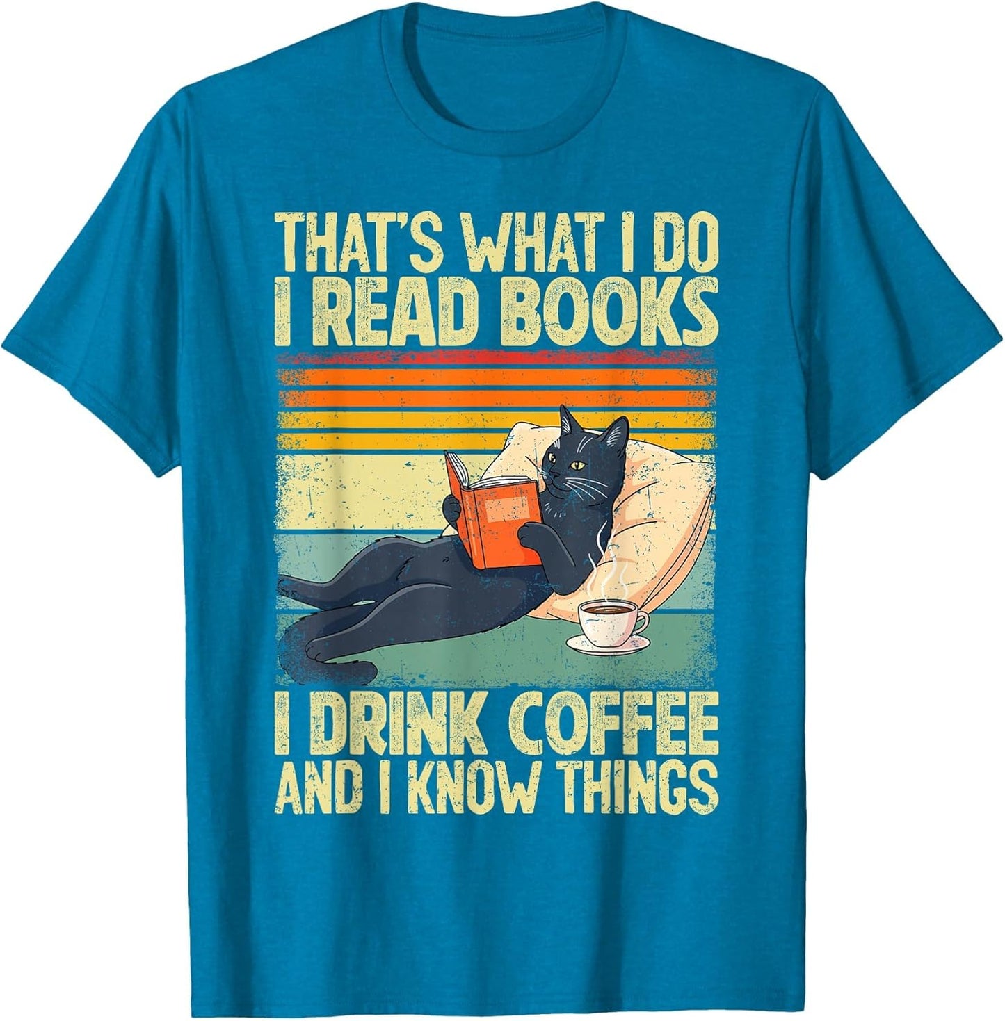 Cat Reading Book Lover Coffee Books Teacher Librarian Cat