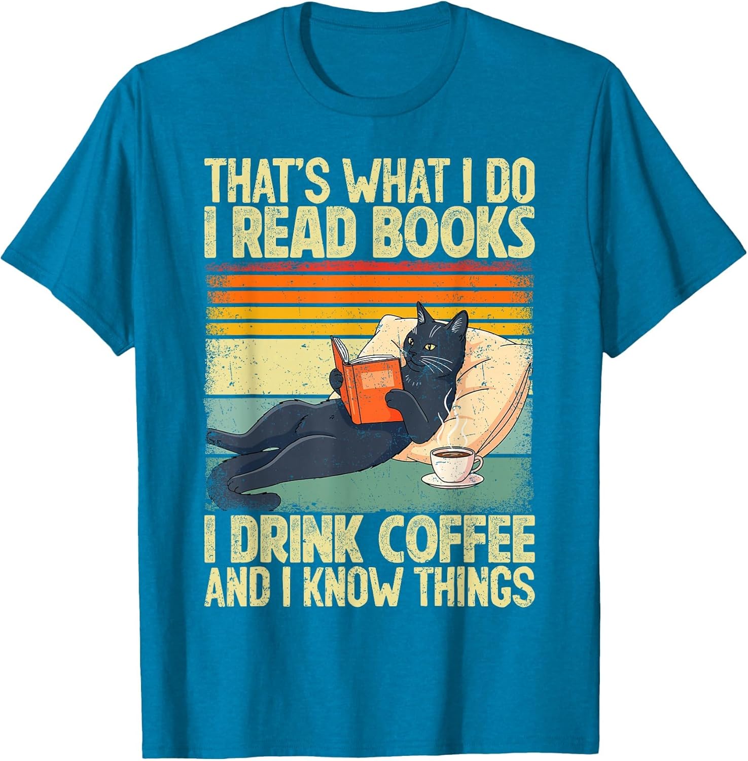 Cat Reading Book Lover Coffee Books Teacher Librarian Cat