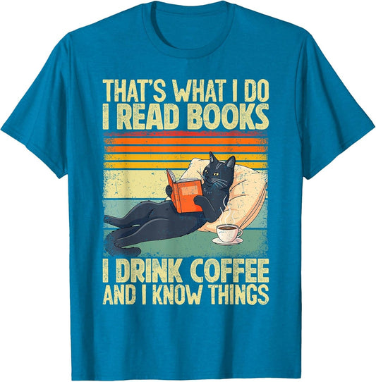 Cat Reading Book Lover Coffee Books Teacher Librarian Cat