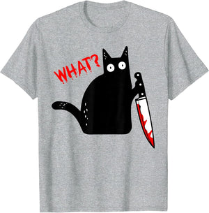 Funny Murderous Black Cat with Knife - Black Cat What?