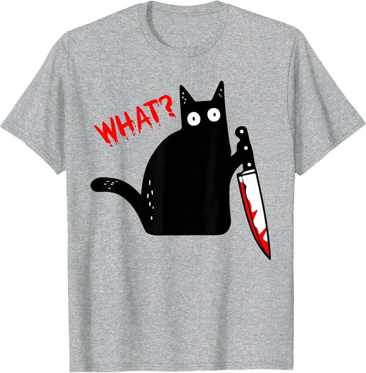 Funny Murderous Black Cat with Knife - Black Cat What?