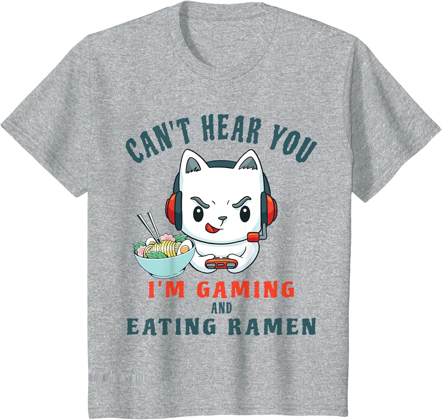 Cat Video Gamer - Can't Hear You I'm Gaming and Eating Ramen