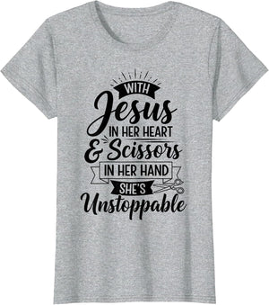Hairstylist Jesus in Her Heart Scissors Hairdresser Women