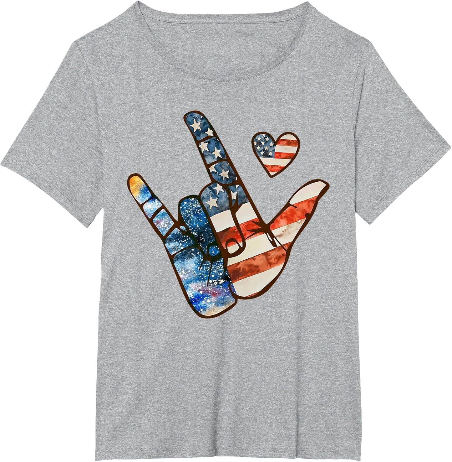 I Love You Hand Sign ASL Happy July 4th Patriotic American