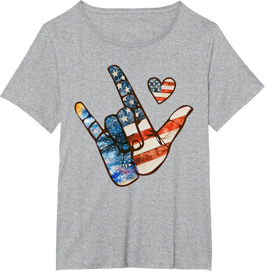I Love You Hand Sign ASL Happy July 4th Patriotic American