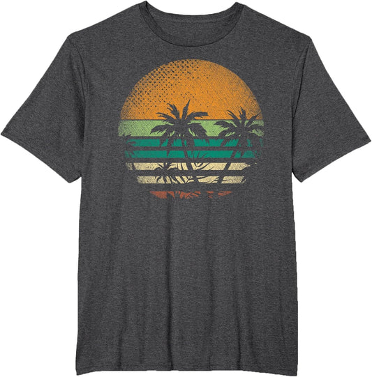 Sunset Beach Palm Trees Summer Vibes Retro Tropical Summer