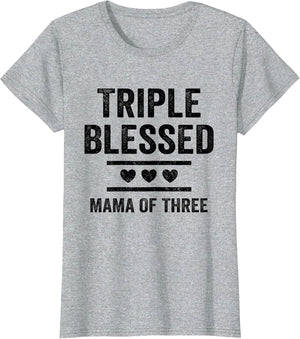Triple Blessed Mama of Three Boys Girls Kids Blessed Mom