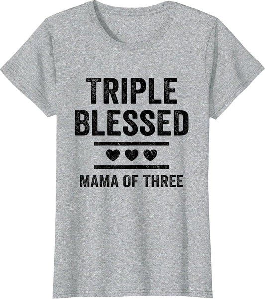Triple Blessed Mama of Three Boys Girls Kids Blessed Mom