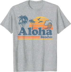 Aloha Beaches Hawaii Vintage Beach Surfing Retro Hawaiian