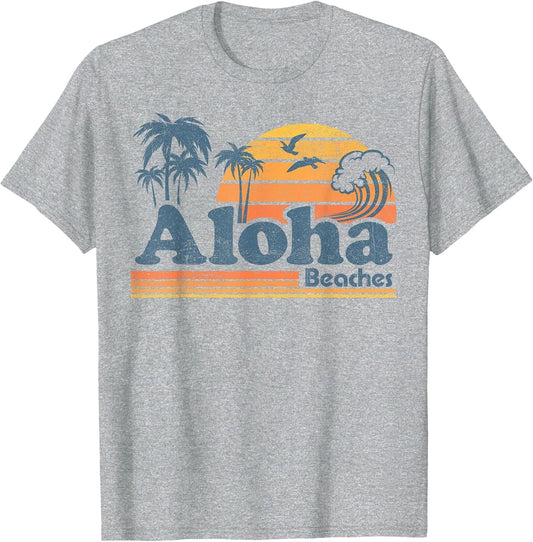 Aloha Beaches Hawaii Vintage Beach Surfing Retro Hawaiian