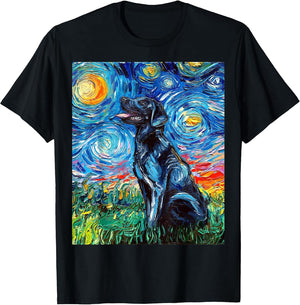 Black Labrador Starry Night Dog Art by Aja
