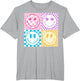 Retro Happy Face Shirt Checkered Pattern Smile Face Trendy