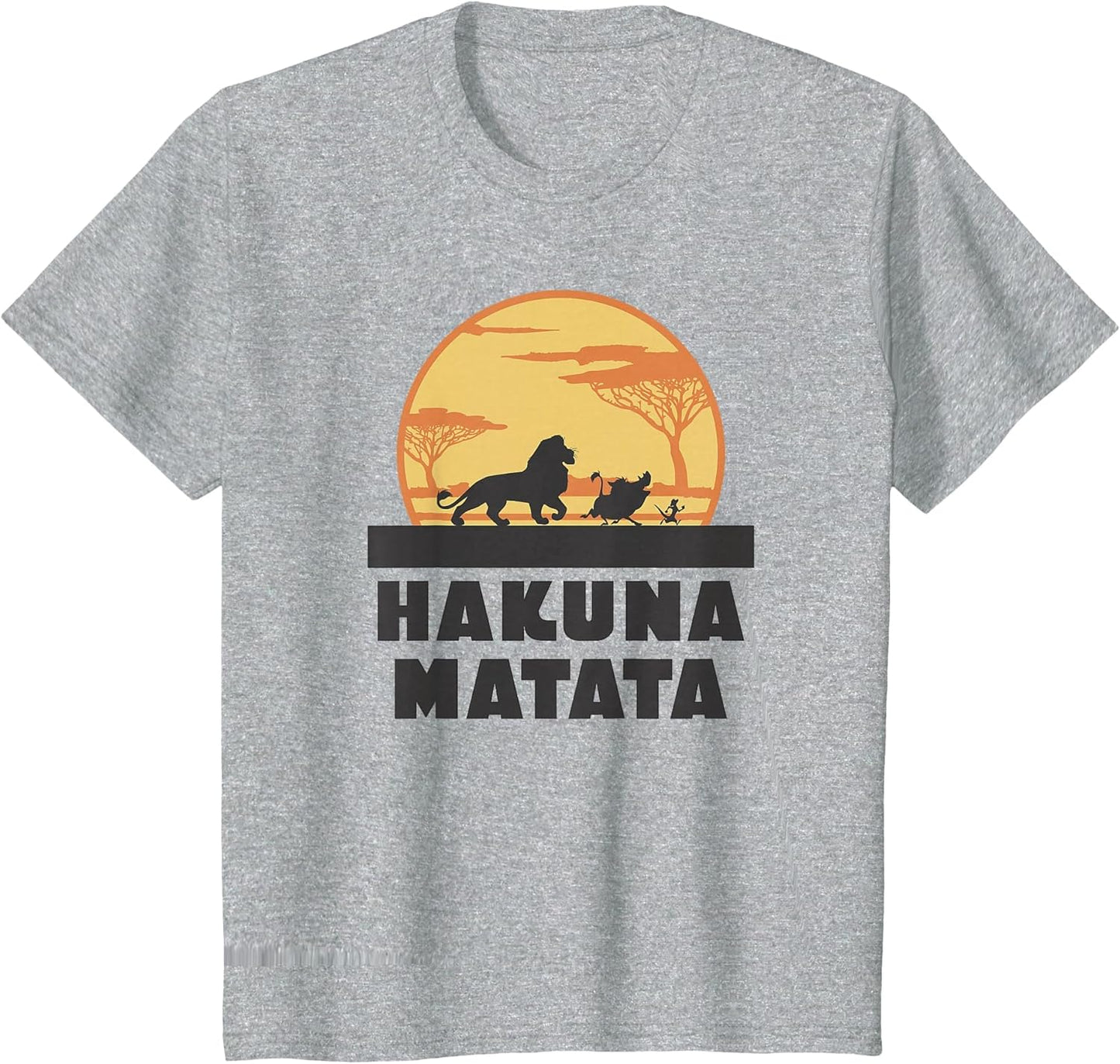 Disney The Lion King Hakuna Matata Crew Sideview Silhouettes , Youth, Heather Grey, X-Small