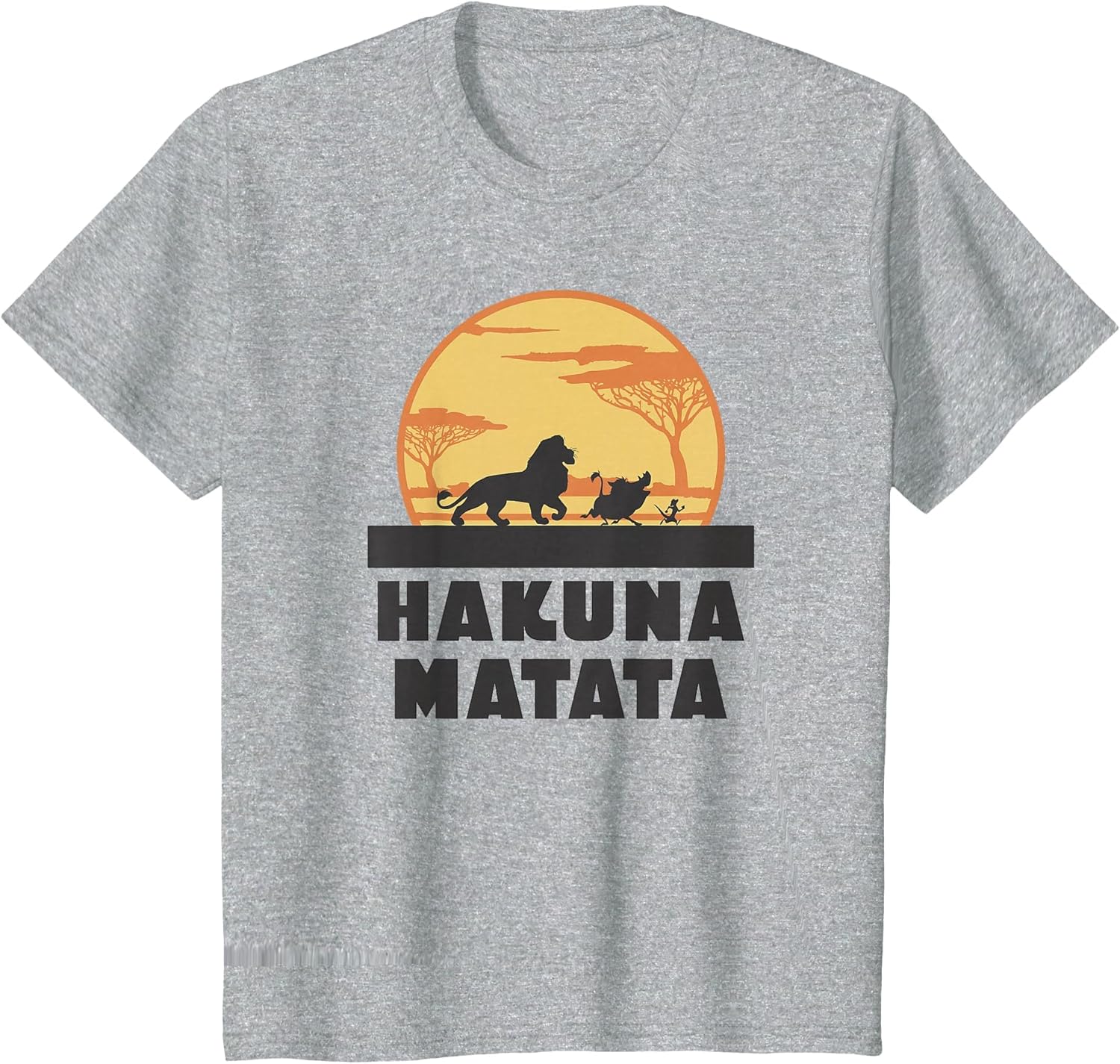 Disney The Lion King Hakuna Matata Crew Sideview Silhouettes , Youth, Heather Grey, X-Small