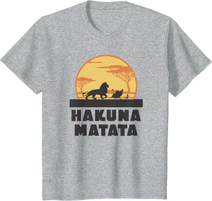 Disney The Lion King Hakuna Matata Crew Sideview Silhouettes , Youth, Heather Grey, X-Small