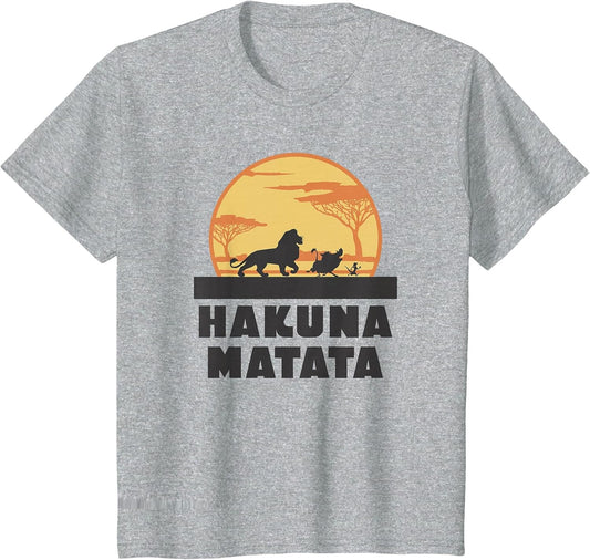 Disney The Lion King Hakuna Matata Crew Sideview Silhouettes , Youth, Heather Grey, 2T