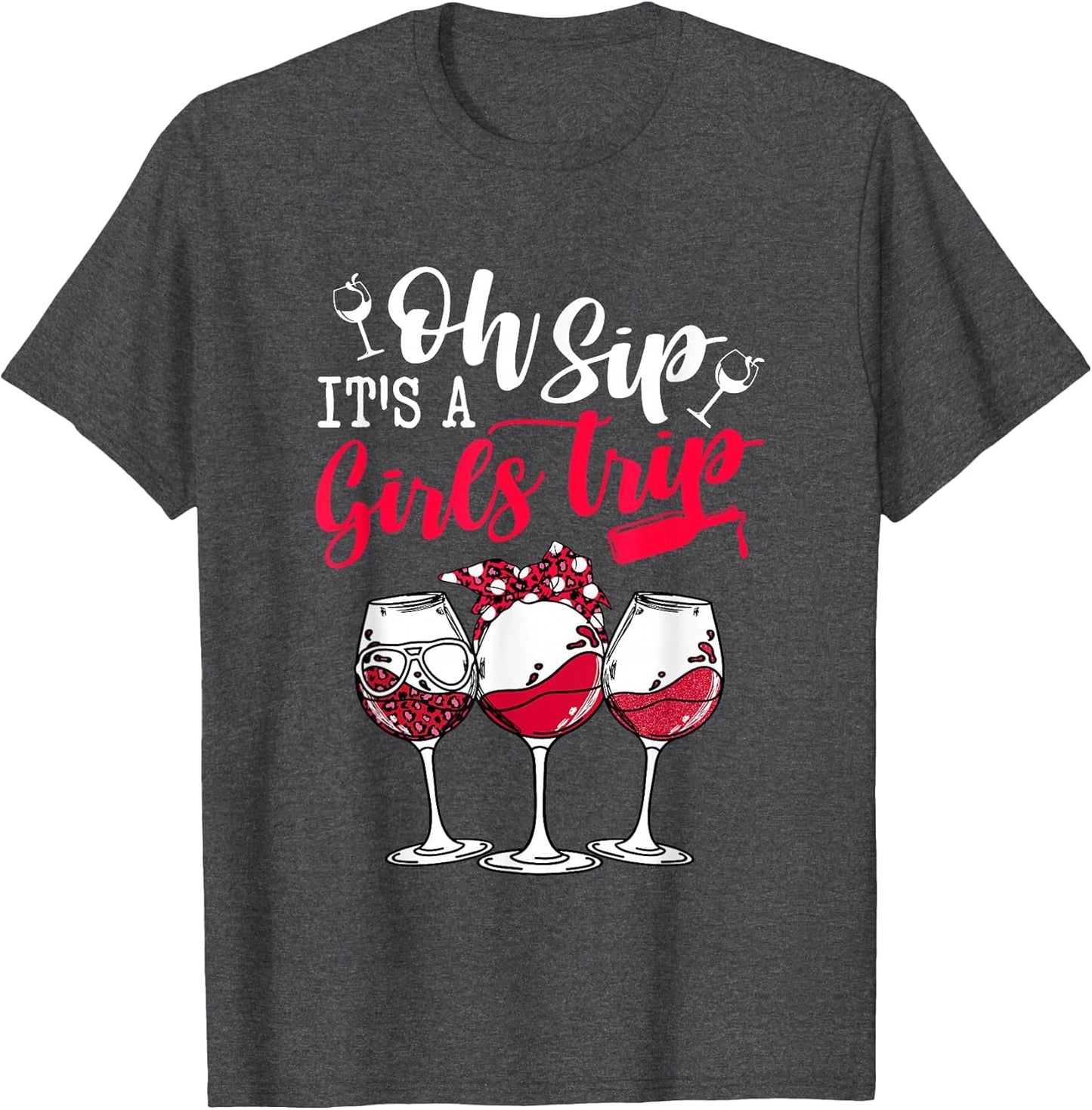 Oh Sip It's A Girls Trip Leopard Print Wine Glasses Party