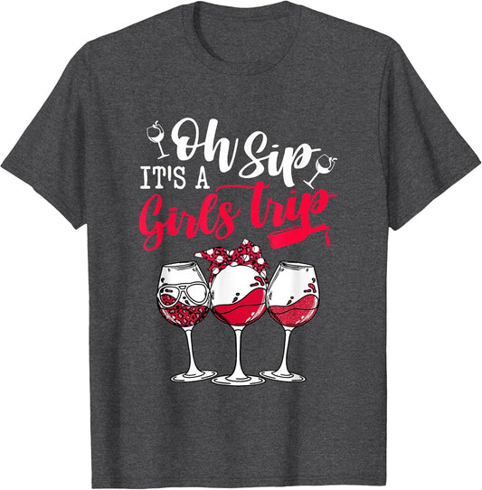 Oh Sip It's A Girls Trip Leopard Print Wine Glasses Party