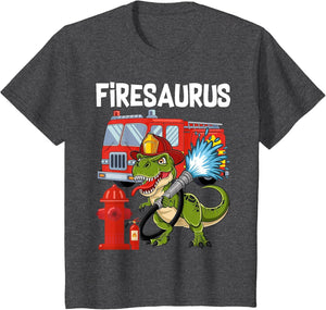 Fire Fighter Saurus Firetruck Fireman Dinosaur