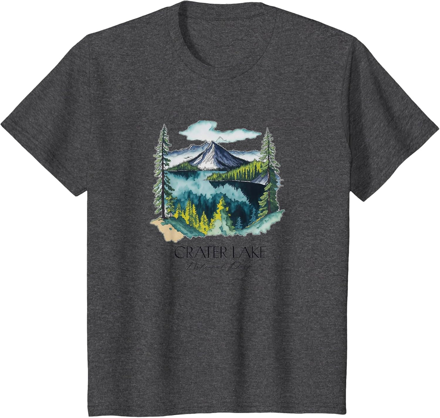 Cool Crater Lake National Park Hiking Watercolor Graphic