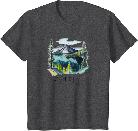 Cool Crater Lake National Park Hiking Watercolor Graphic