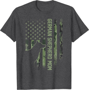 Vintage USA Camo Flag Proud German Shepherd Mom Silhouette