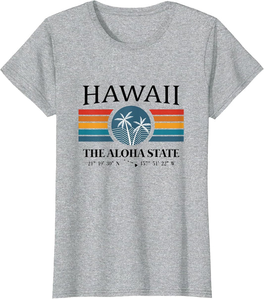 Hawaii The Aloha State Coordinates Vintage Hawaiian Souvenir