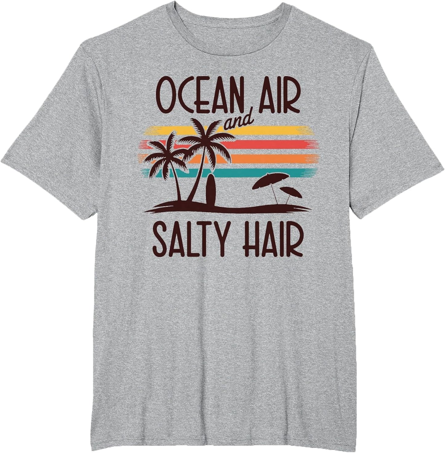 Ocean Air and Salty Hair Retro Beach Sunset Palm Tree