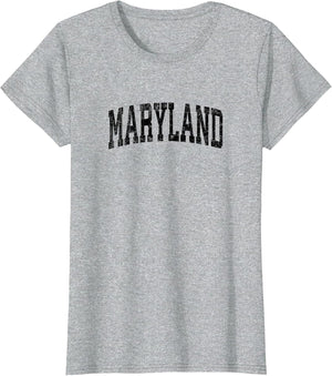 Maryland MD Vintage Athletic Sports Black Design