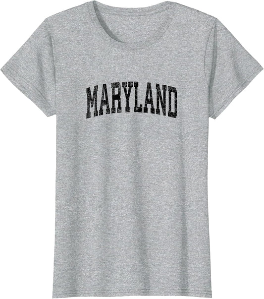 Maryland MD Vintage Athletic Sports Black Design