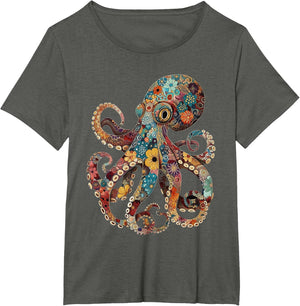 Octopus Floral Vintage Flowers Squid Kraken Scuba Diving