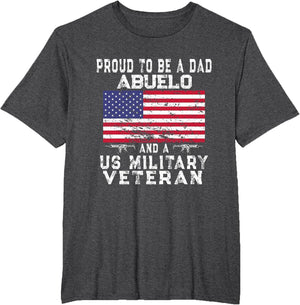 Proud Dad Abuelo Military Veteran - Retro US Flag Grandpa