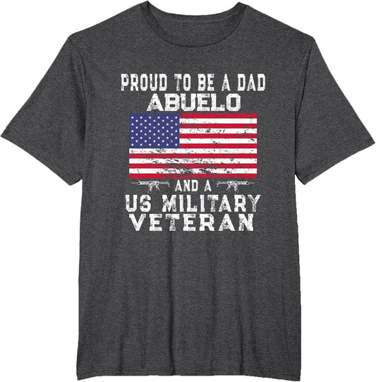 Proud Dad Abuelo Military Veteran - Retro US Flag Grandpa
