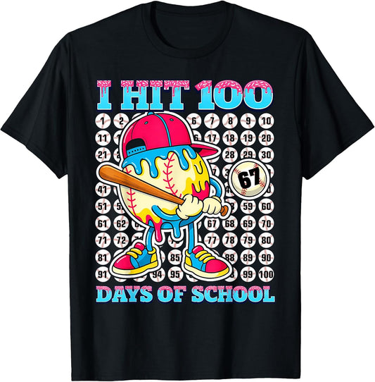 I Hit 100 Days of School Funny 67 Drip Baseball Boys Kids