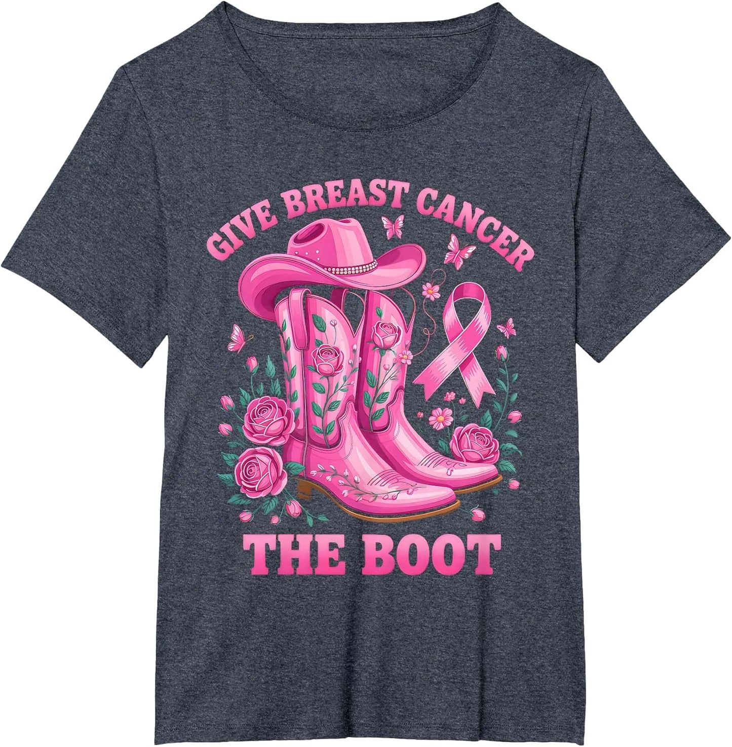Give Breast Cancer The Boot Cowgirl Cancer Awareness Ribbon