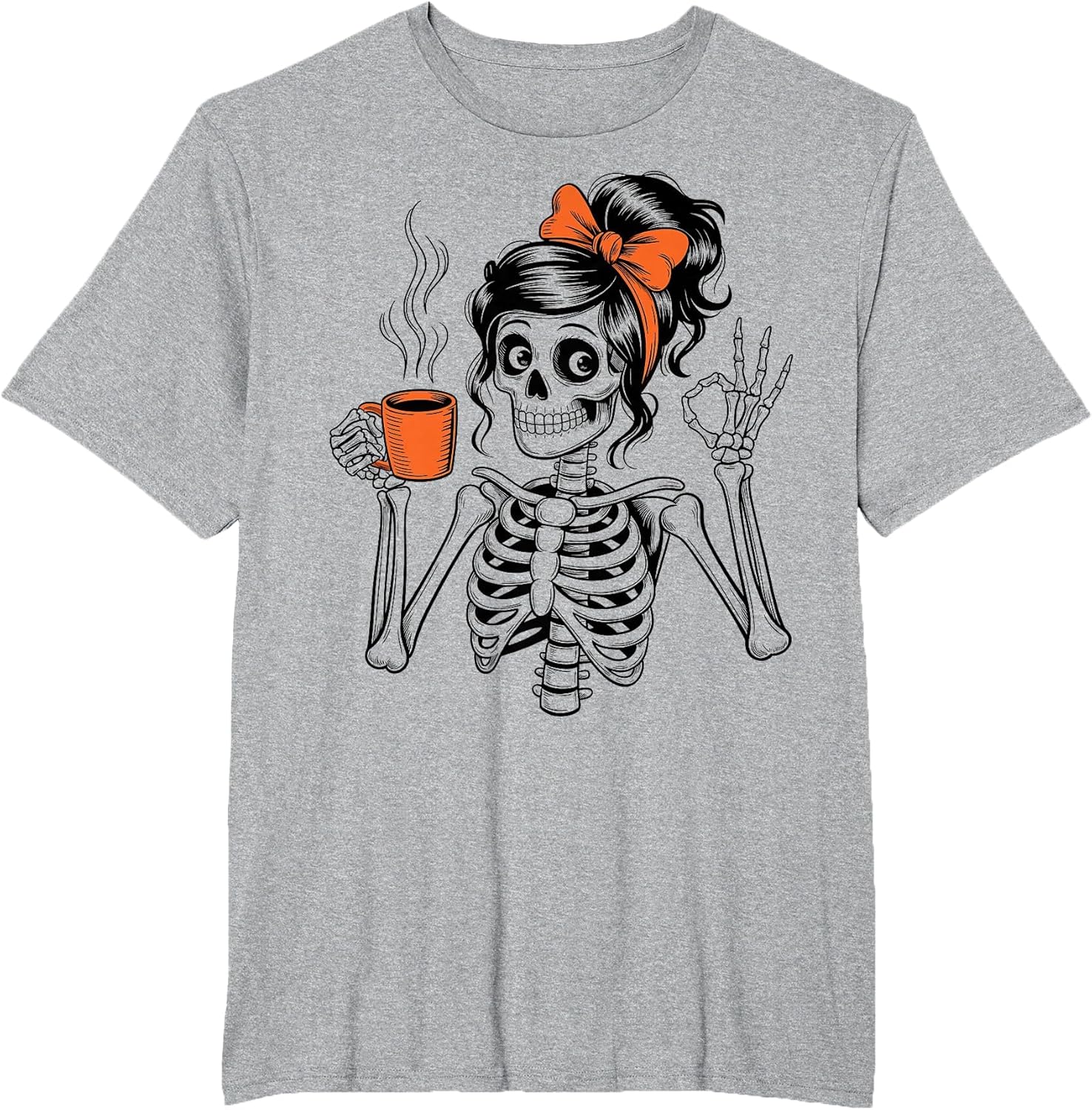 Halloween Skeleton Messy Bun Coffee Funny Costume Mom Women
