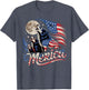 Wolf 4th of July American Flag Howling Wolves Under Moon