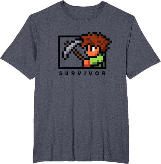 Terraria 8-Bit Pixel Survivor Miner Gamer Pickaxe Graphic