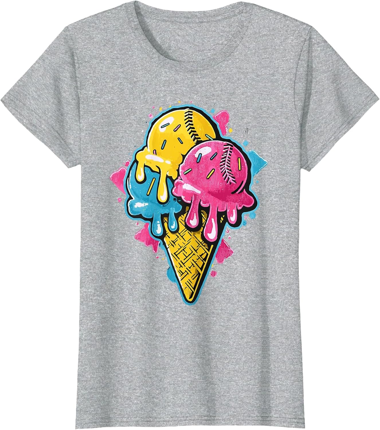 Baseball Ice Cream Drip Cone Funny Youth Boys Sports Lovers