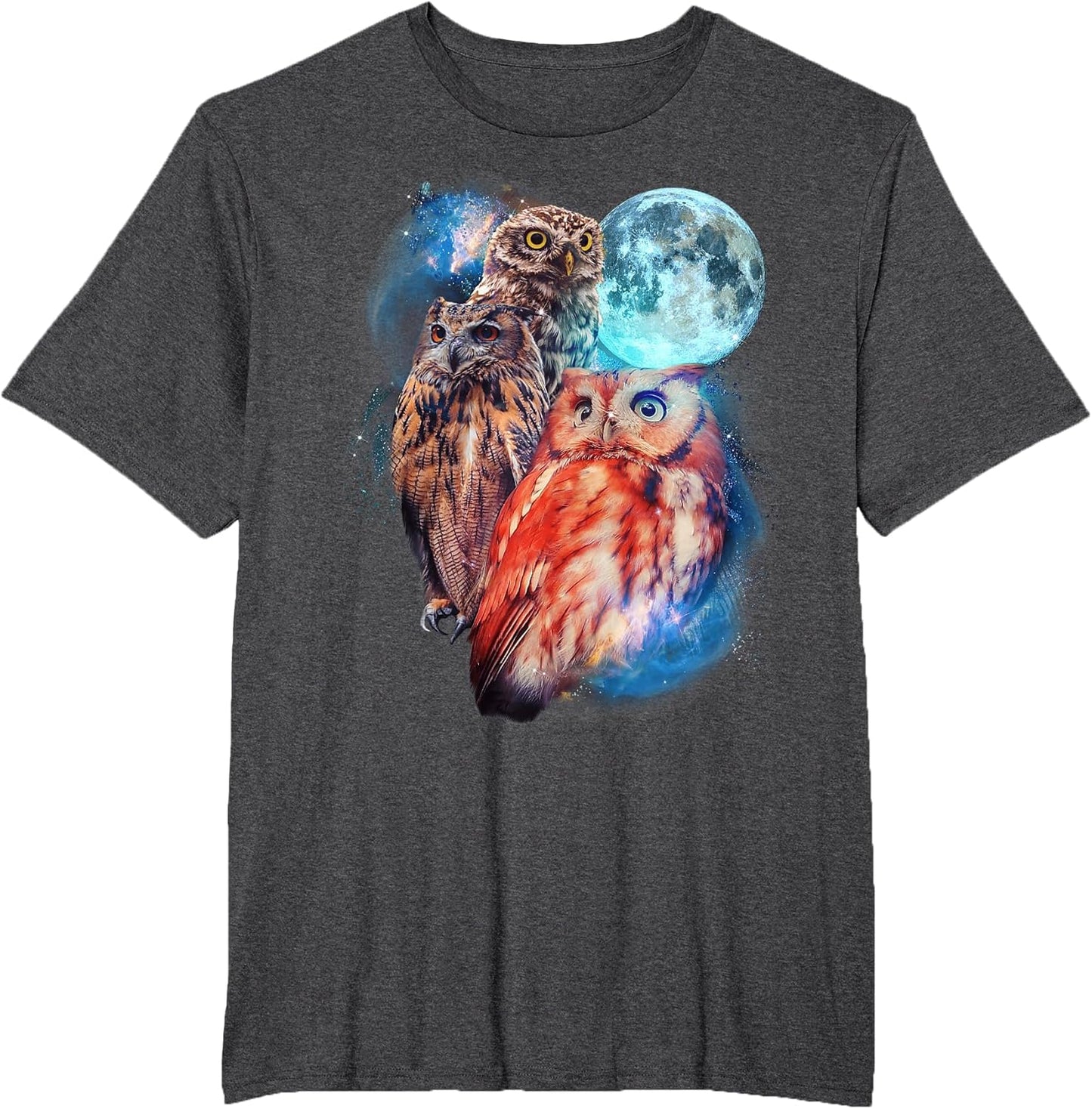 3 Moon Owl Funny Nocturnal Birds of Prey Graphic Art Humor