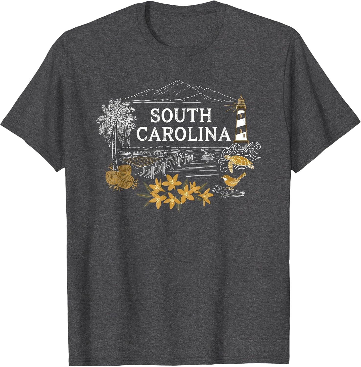 South Carolina Heritage Scenic Illustration with Lighthouse