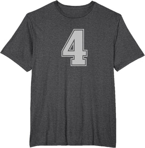 Number #4 Silver Sports Fan Jersey Number