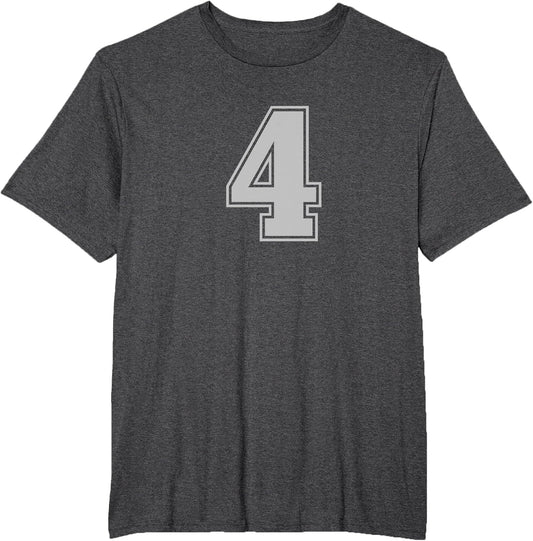 Number #4 Silver Sports Fan Jersey Number