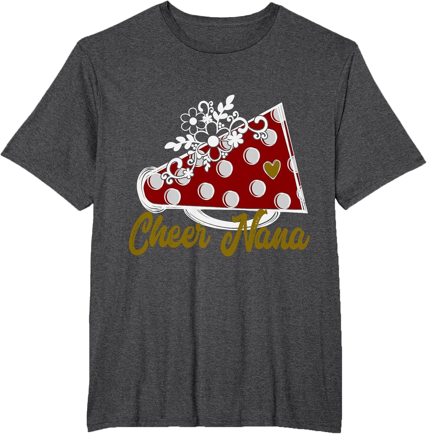 Cheer Nana Shirt, Maroon Megaphone Heart Flower Accent