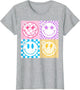 Retro Happy Face Shirt Checkered Pattern Smile Face Trendy