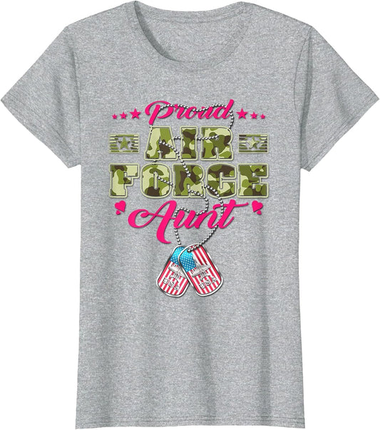 Proud Air Force Aunt - Camo US Flag Dog Tags Military Auntie