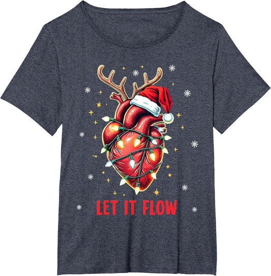Funny Let It Flow Anatomy Heart Cardiac Nurse Santa Hat Xmas