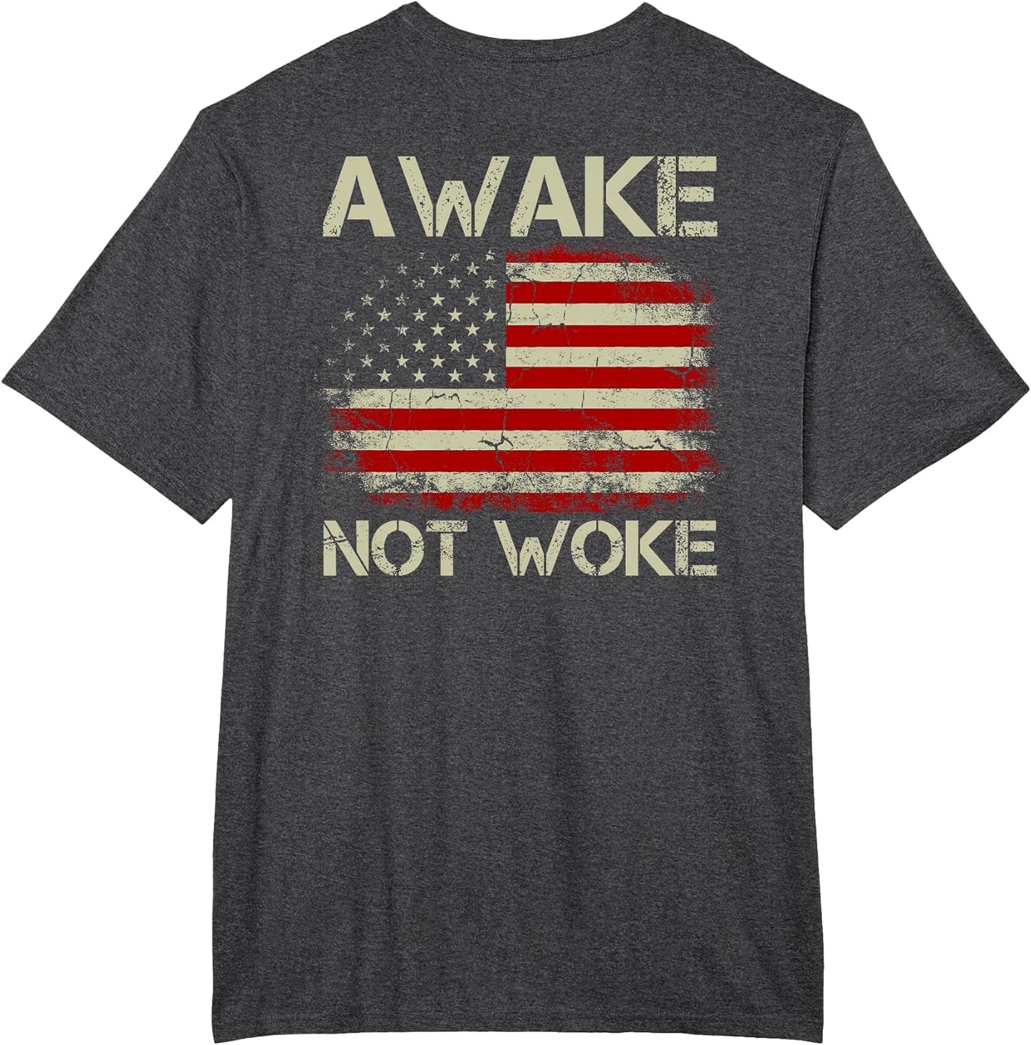 Vintage American Flag Awake Not Woke (on Back)