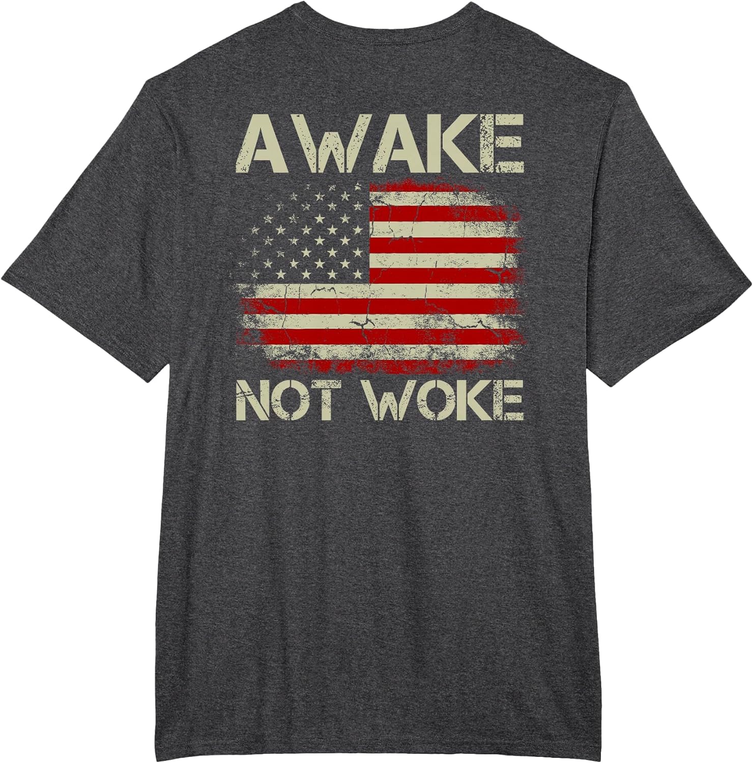 Vintage American Flag Awake Not Woke (on Back)