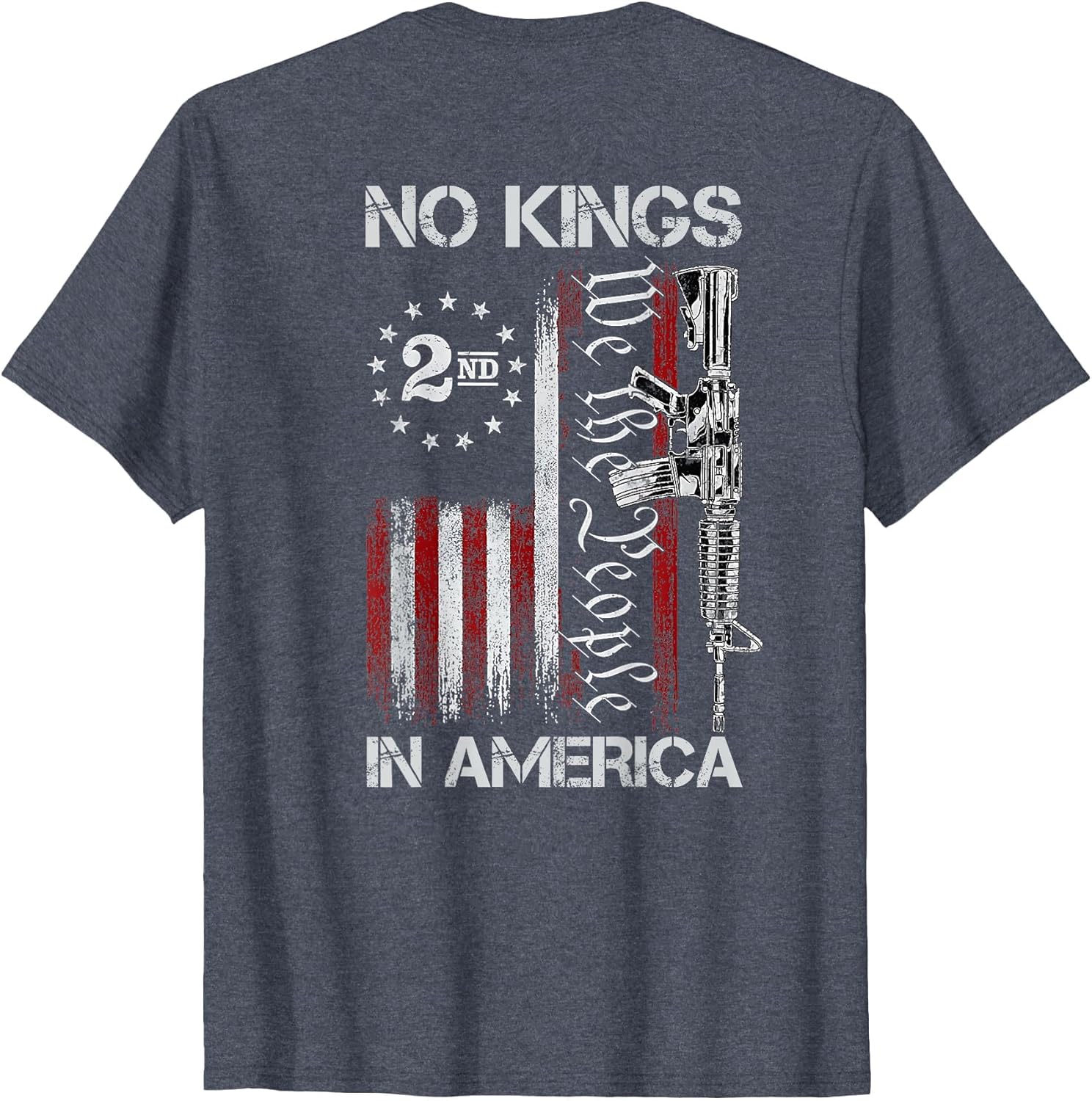 No Kings in American Vintage USA Flag No Kings (ON Back)